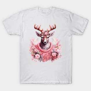 Pink Christmas Deer T-Shirt